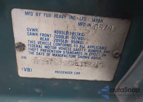 1998 Subaru Forester L из США, поврежденный, VIN JF1SF6352WH778317